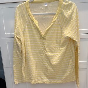 Old Navy Yellow Striped Long Sleeve Top
